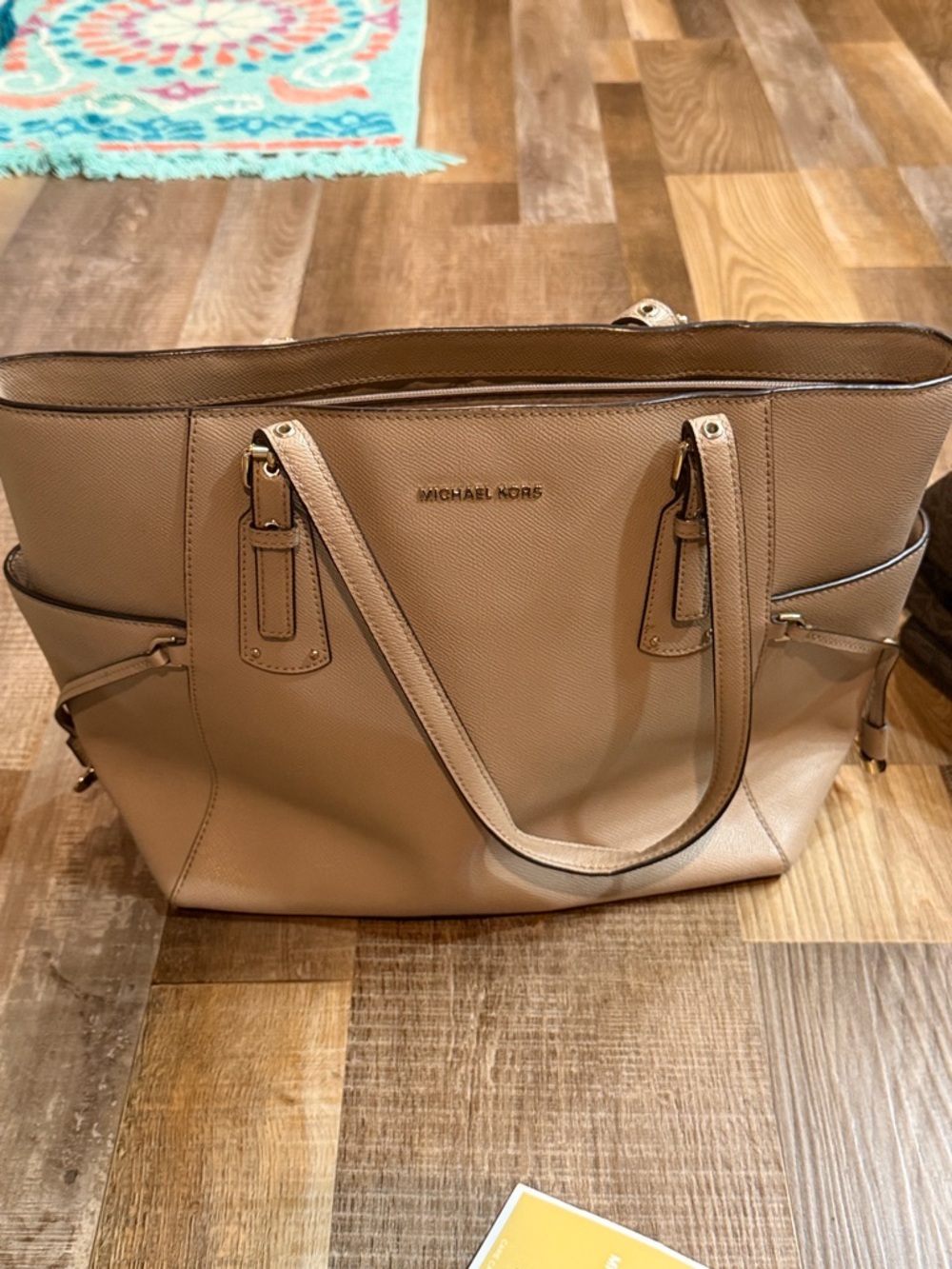 Michael Kors Neutral Taupe Saffiano Leather Tote
